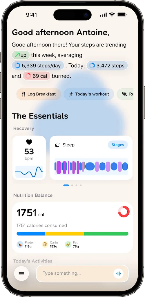 CoreRise AI coach home screen