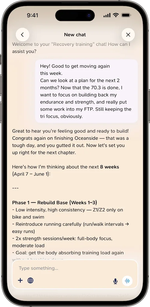 Ironman training plan hub in CoreRise