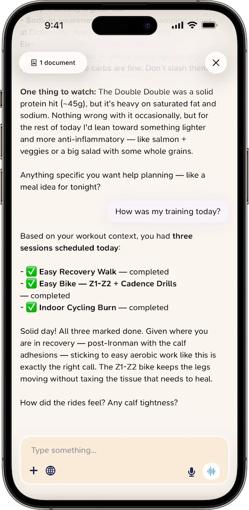 AI coach thinking in CoreRise chat