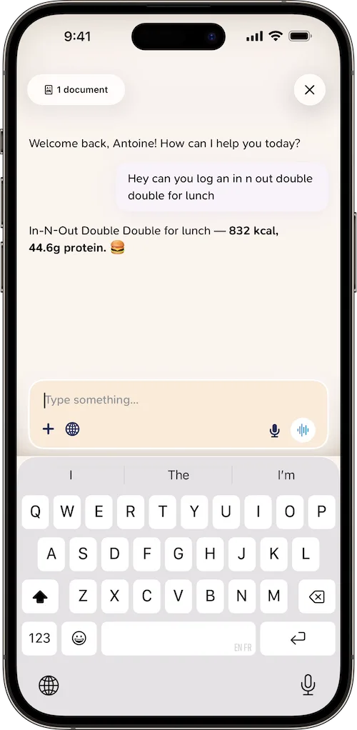 Food logging via AI coach in CoreRise