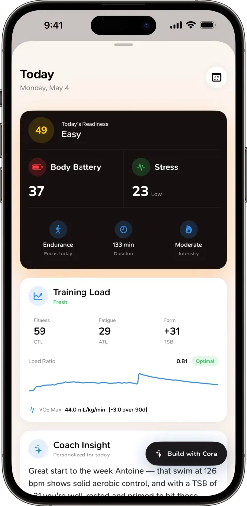 Training load chart in CoreRise